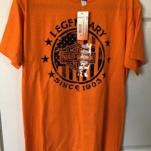 Harley Davidson T-shirt. Medium, Bright Orange
